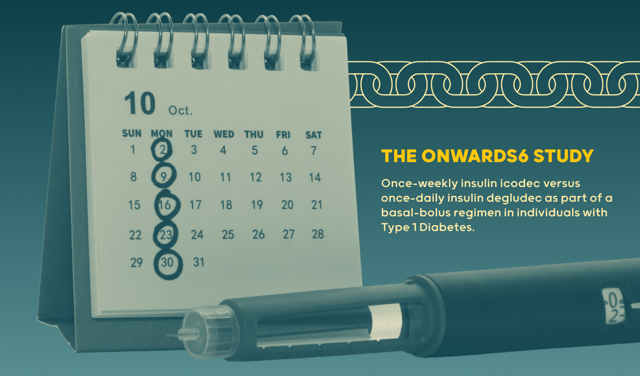 Once-weekly insulin icodec versus once-daily insulin degludec as part of a basal-bolus regimen in individuals with type 1 diabetes (ONWARDS 6): a phase 3a, randomized, open-label, treat-to-target trial.